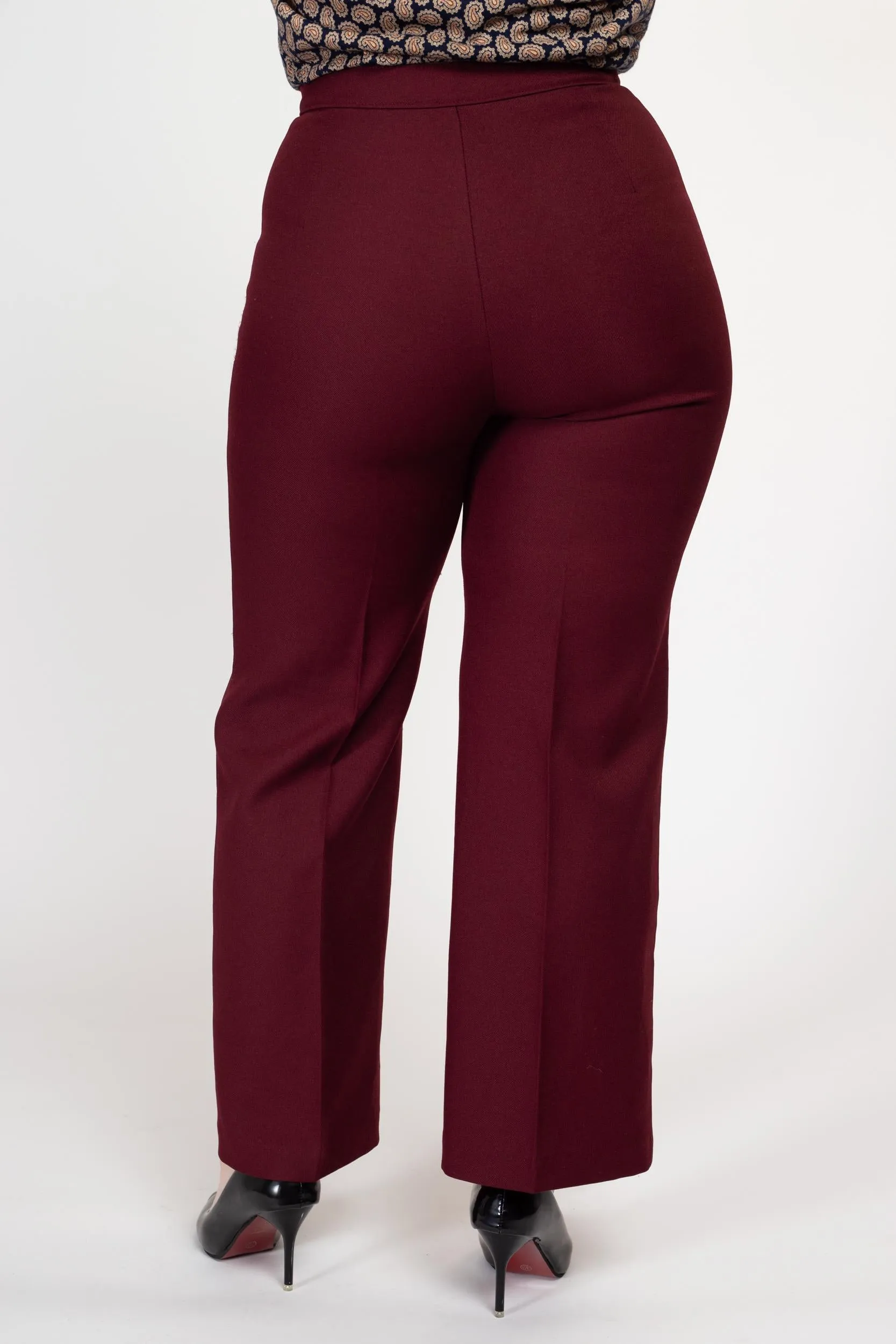 Medium 70s Burgundy High Waisted Trousers 30"