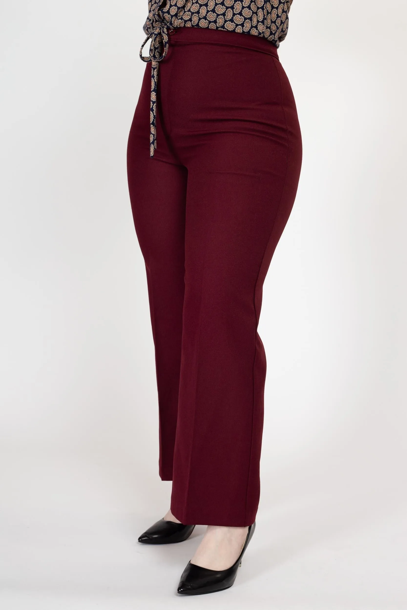 Medium 70s Burgundy High Waisted Trousers 30"