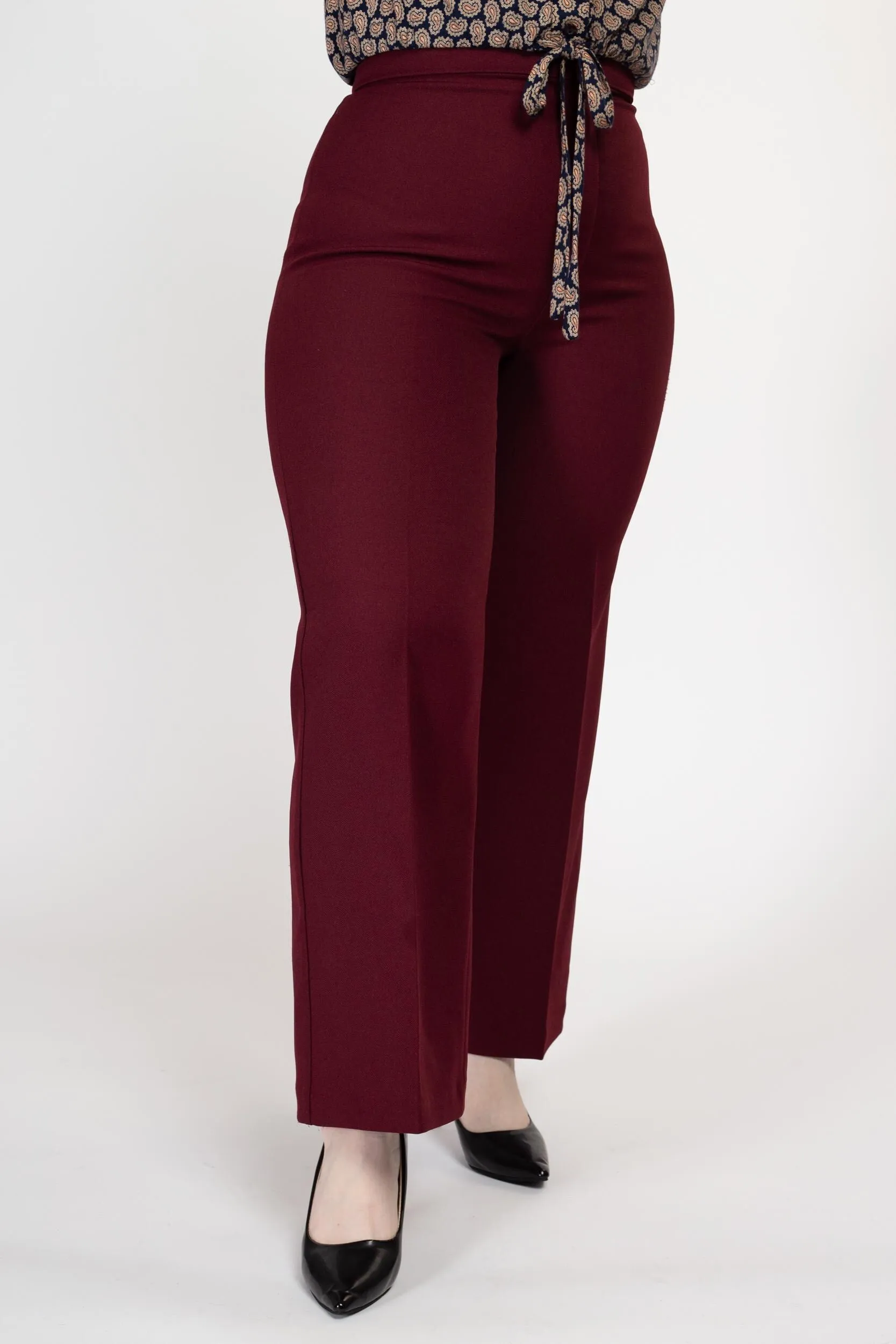 Medium 70s Burgundy High Waisted Trousers 30"