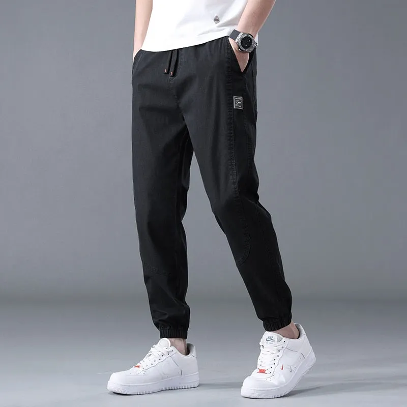 Men summer cargo jeans pants elastic end men trousers