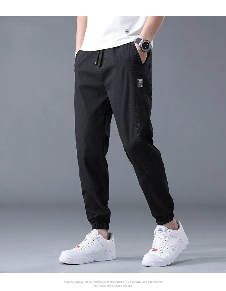 Men summer cargo jeans pants elastic end men trousers