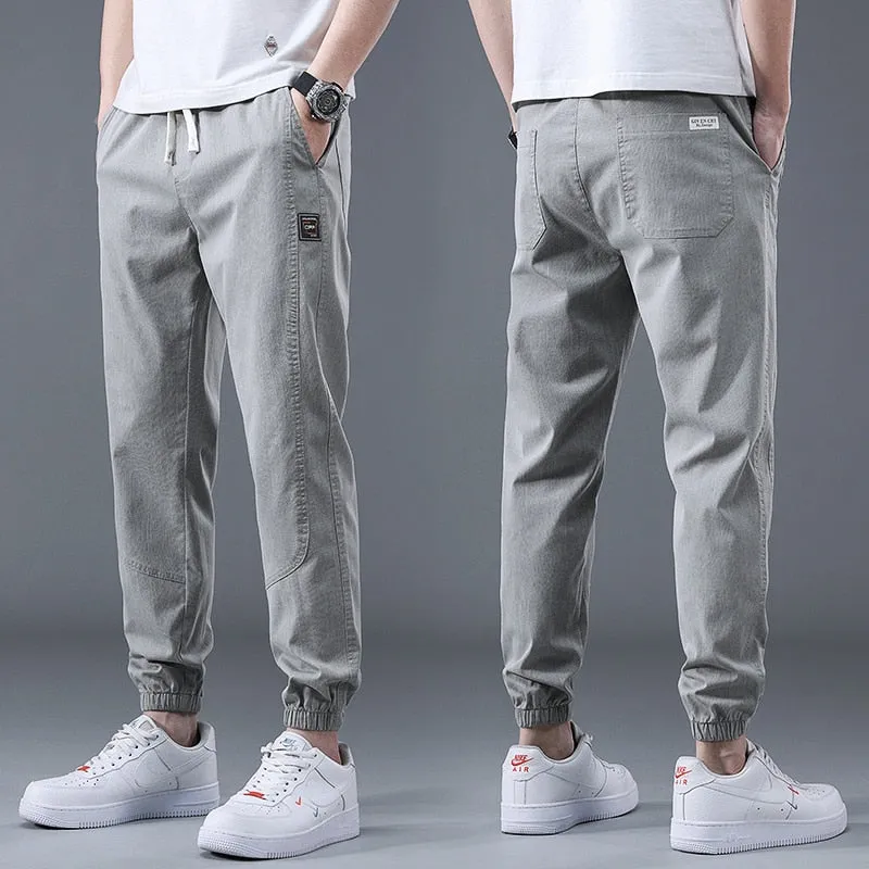 Men summer cargo jeans pants elastic end men trousers