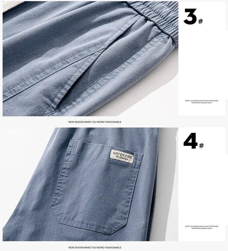 Men summer cargo jeans pants elastic end men trousers