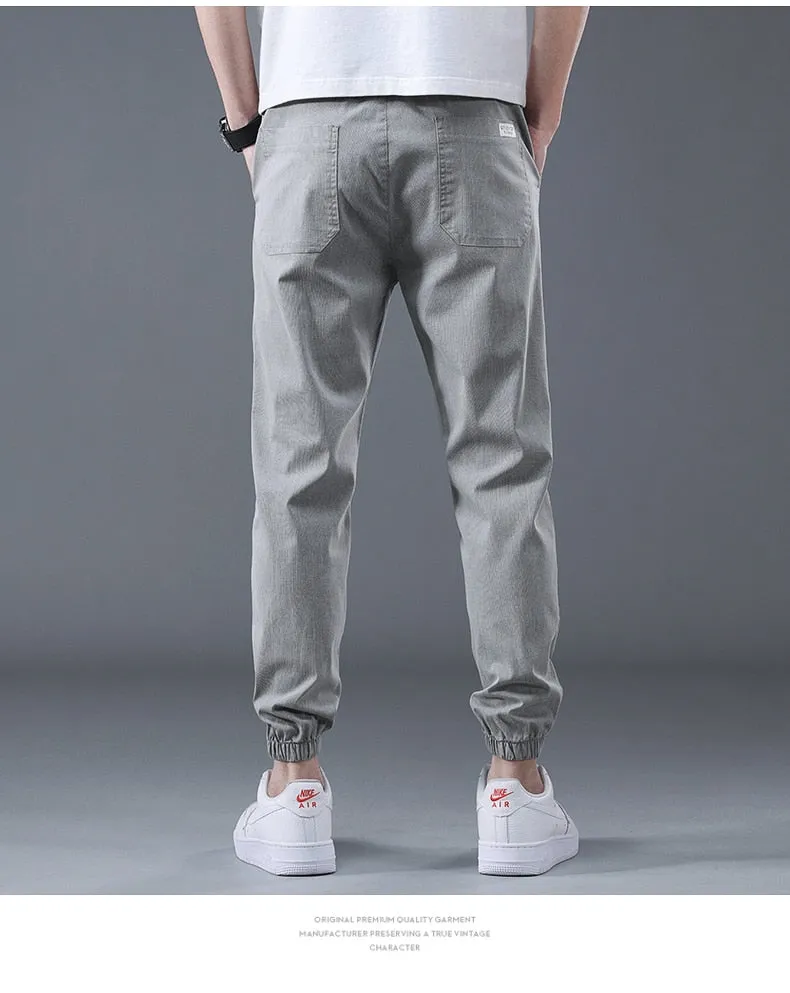 Men summer cargo jeans pants elastic end men trousers