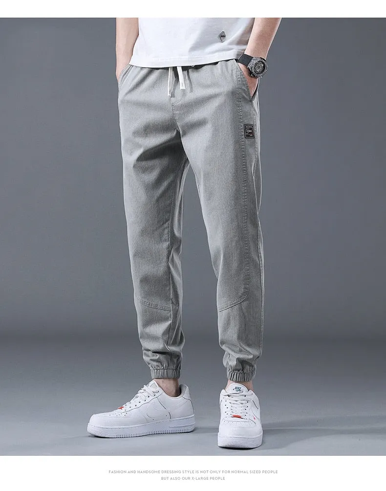 Men summer cargo jeans pants elastic end men trousers