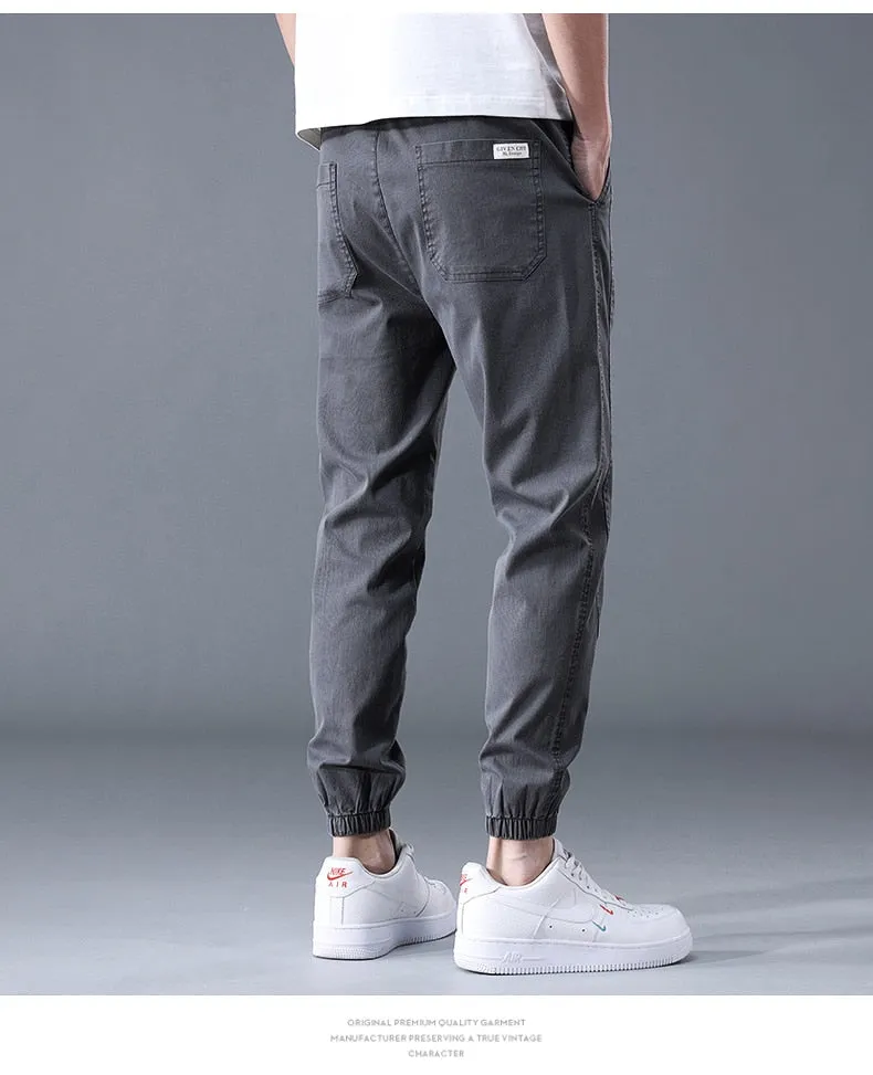 Men summer cargo jeans pants elastic end men trousers