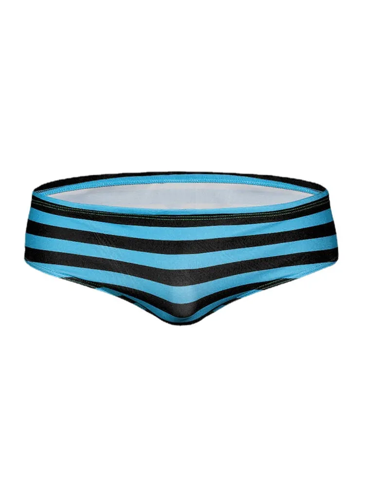 Mens Bikini Low Waist Stripe Chinlon Skinny Home Underwear