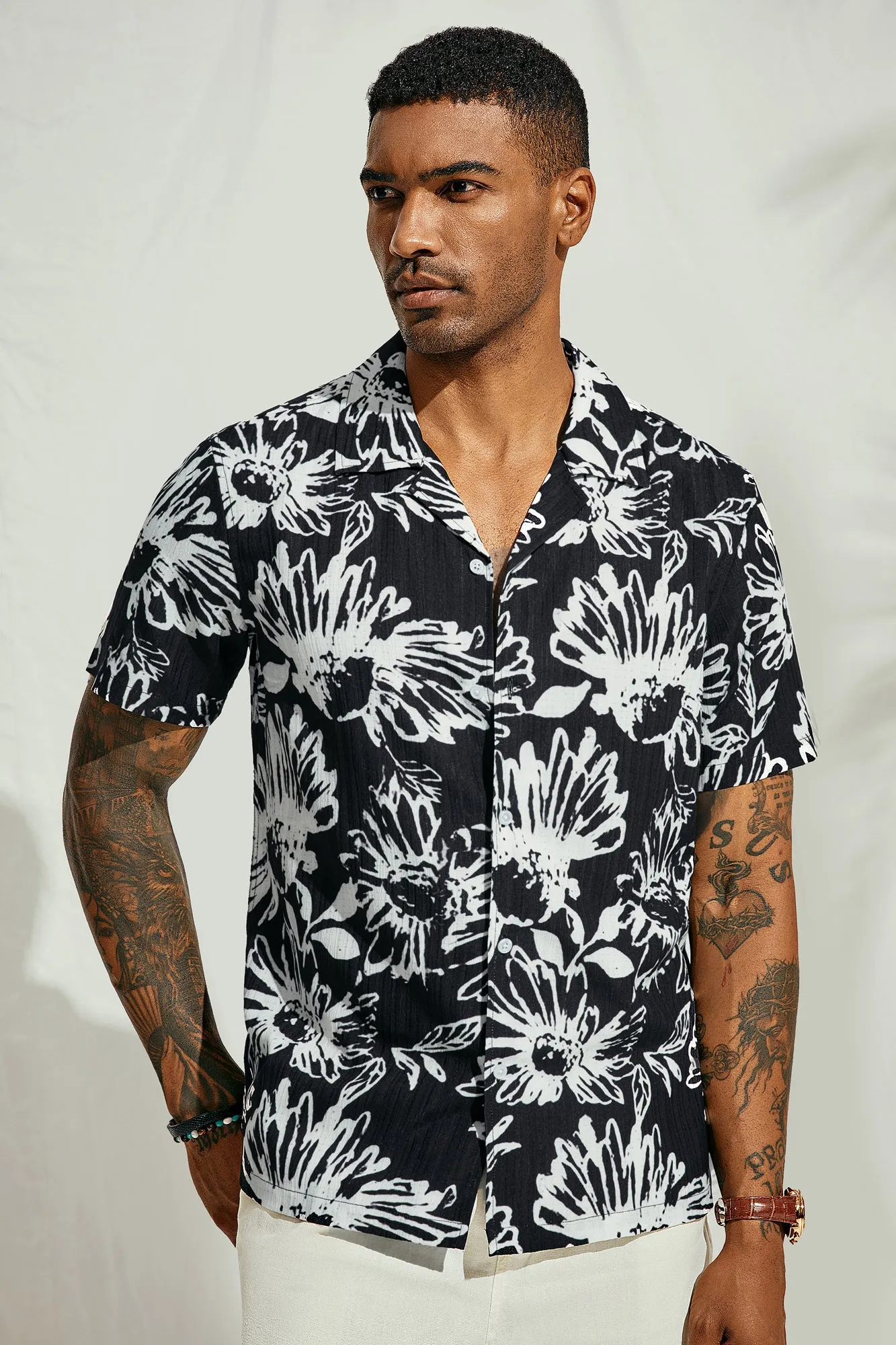 Mens Hawaiian Shirts Short Sleeve Casual Button Down Tropical Beach Shirt