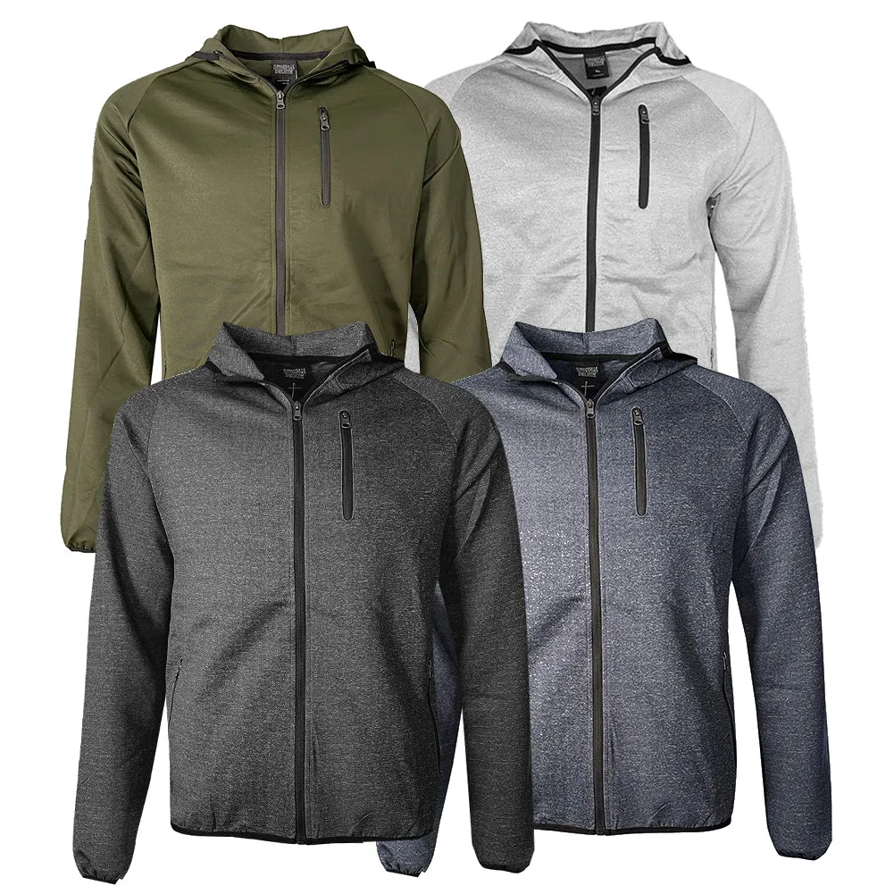 Men's Hoodie Full Zip Athletic Track Jacket Long Sleeve Hooded Sweatshirt