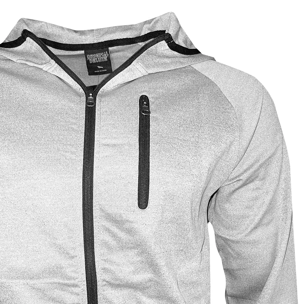 Men's Hoodie Full Zip Athletic Track Jacket Long Sleeve Hooded Sweatshirt