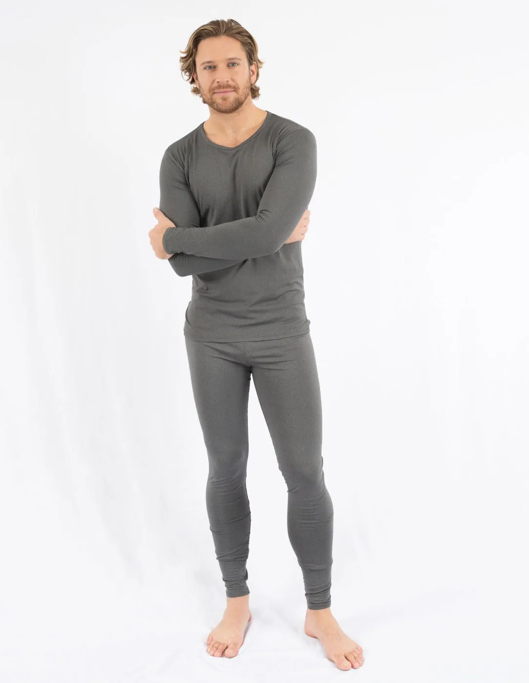 Men's Neutral Solid Color Thermal Pajamas