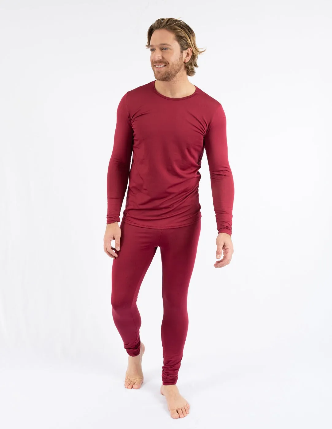 Men's Neutral Solid Color Thermal Pajamas