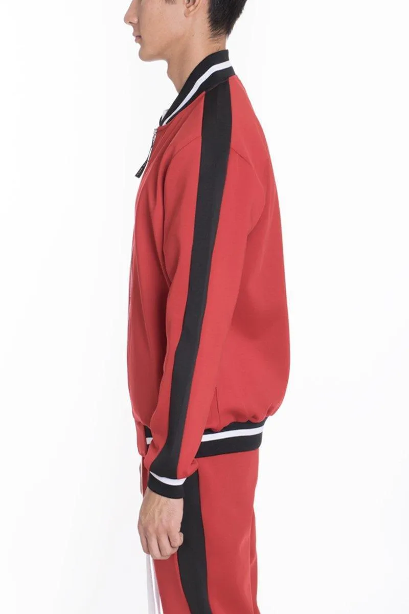 Mens Red Black White Rally Track Set Jacket Pants