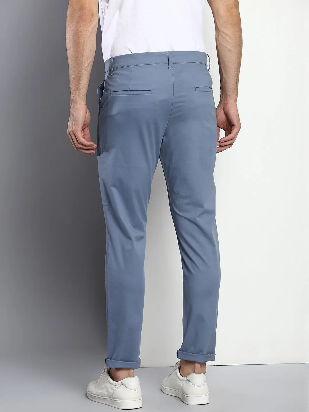 Men's Tapered Fit Cotton Chinos (Steel Blue)