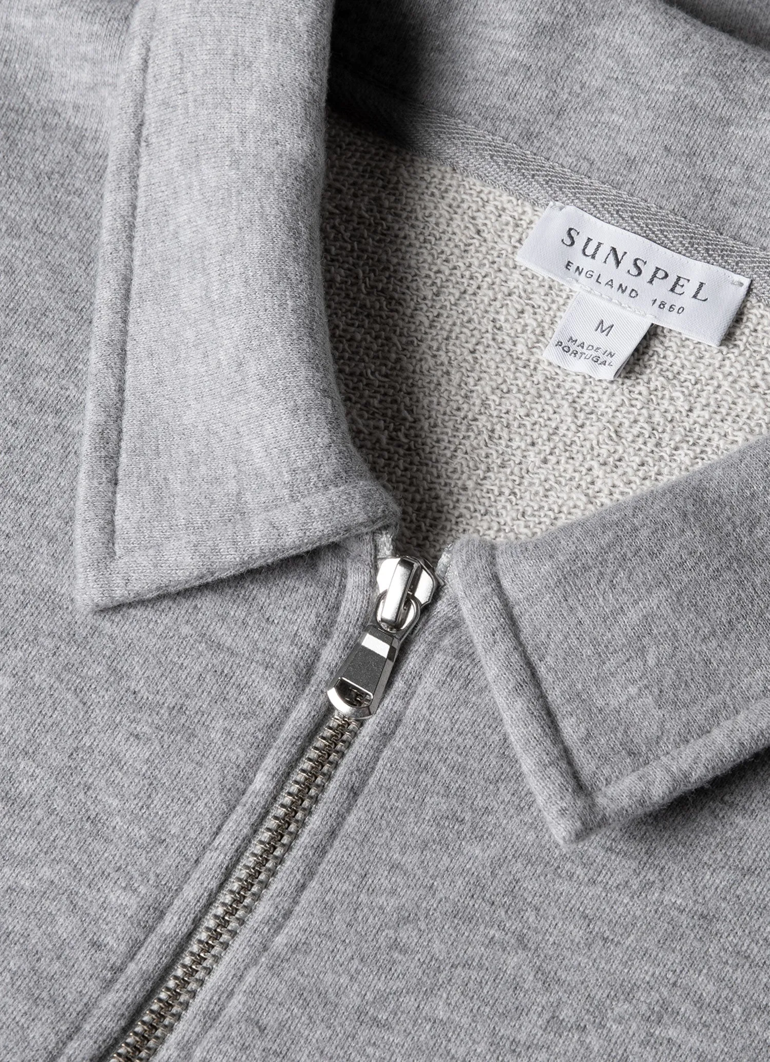 Men's Zip Polo Loopback Sweatshirt in Grey Melange