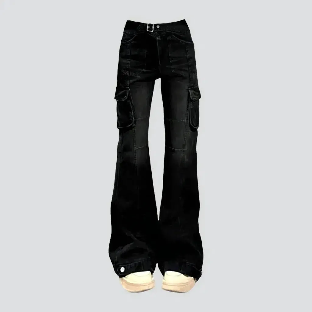 Mid-waist women's floor-length jeans