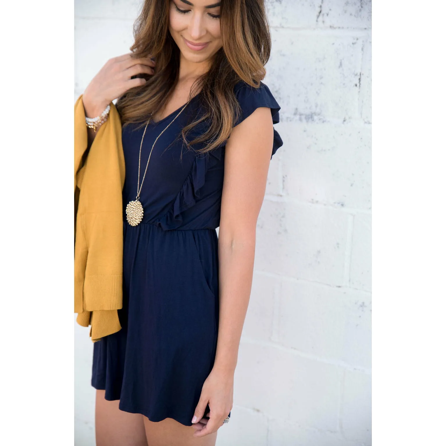 Navy Ruffles Romper