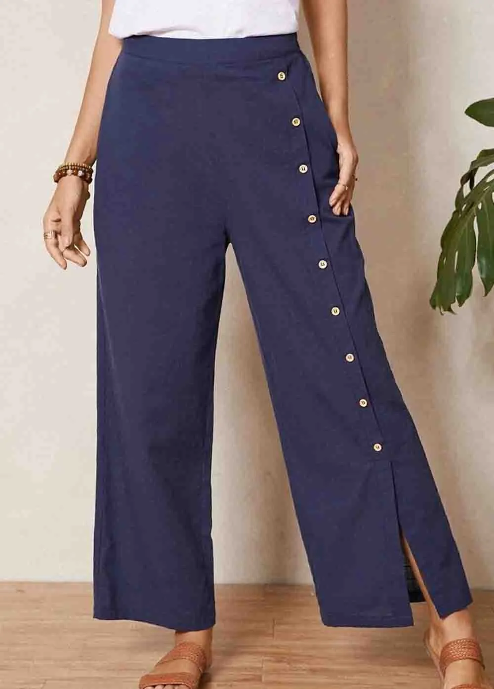 NEW! High Waist Button Detail Pocket Pants