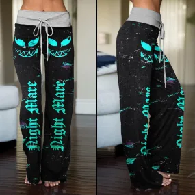 Nightmare Cyan Skull Smile High-waisted Straight-leg Trousers