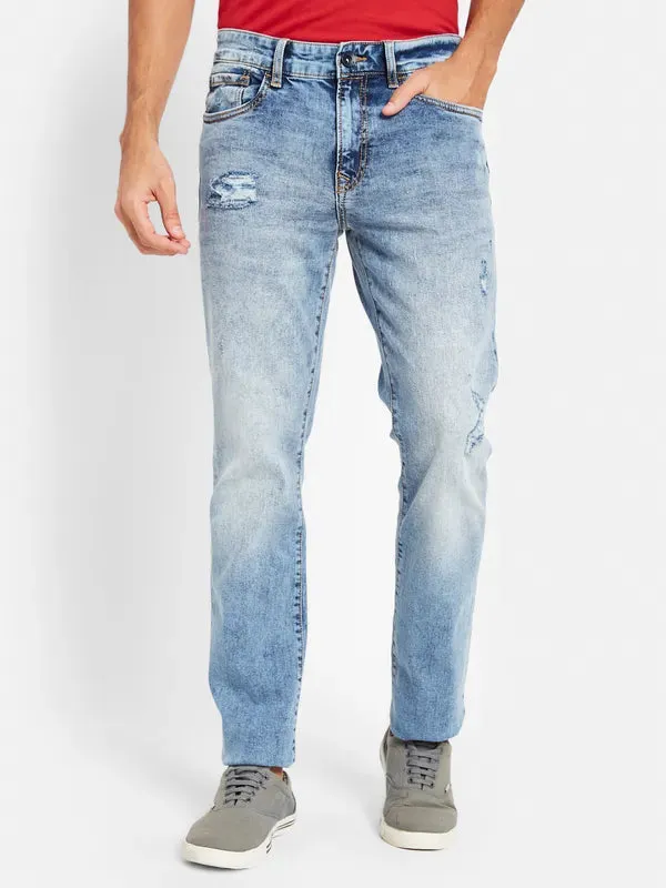 Octave Men Mid-Rise Mildly Distressed Heavy Fade Cotton Jeans