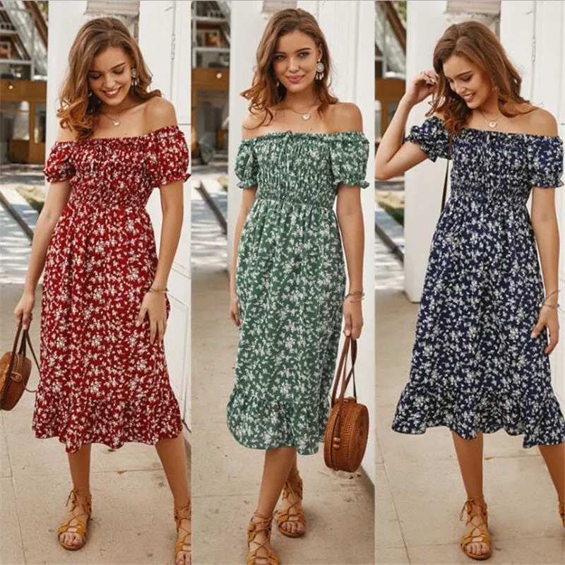 Off Shoulder Summer Boho Dress, Bohemian Dress For Women