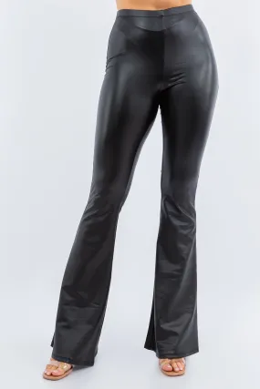 Palazzo Pants - Black Leather