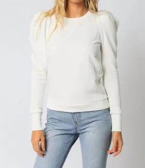 Perfect Puff Sleeve Sweatshirt in White