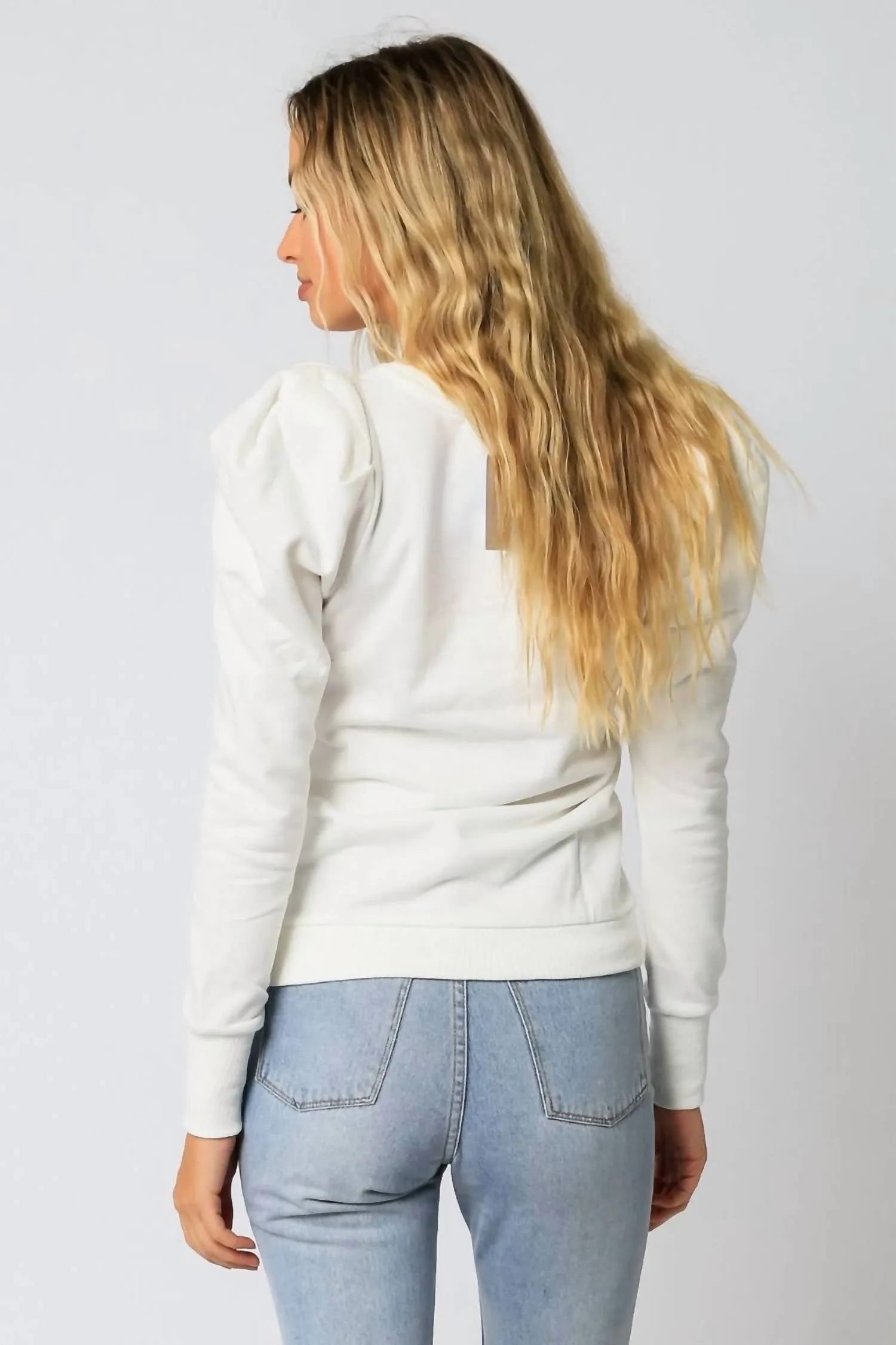 Perfect Puff Sleeve Sweatshirt in White