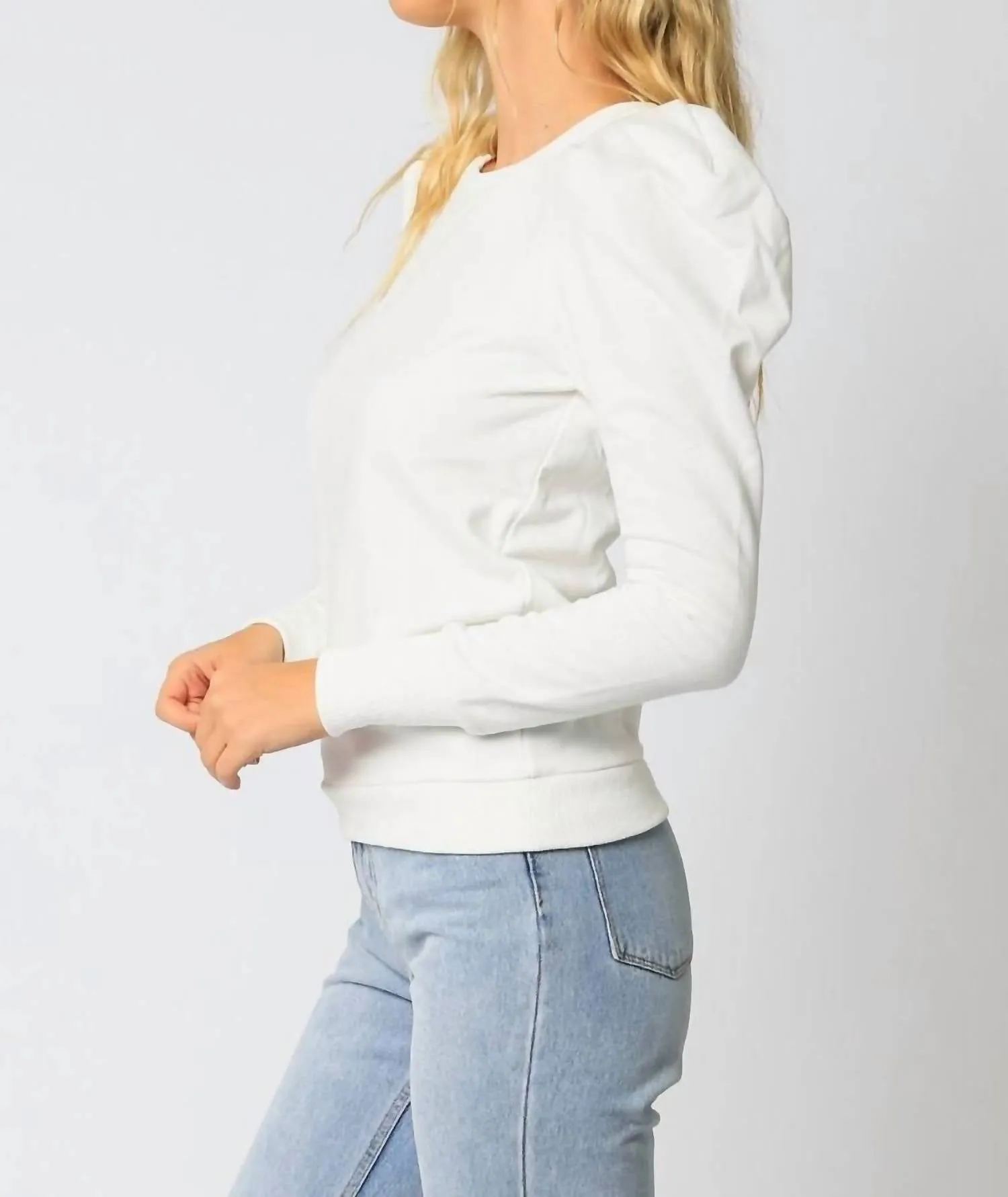 Perfect Puff Sleeve Sweatshirt in White