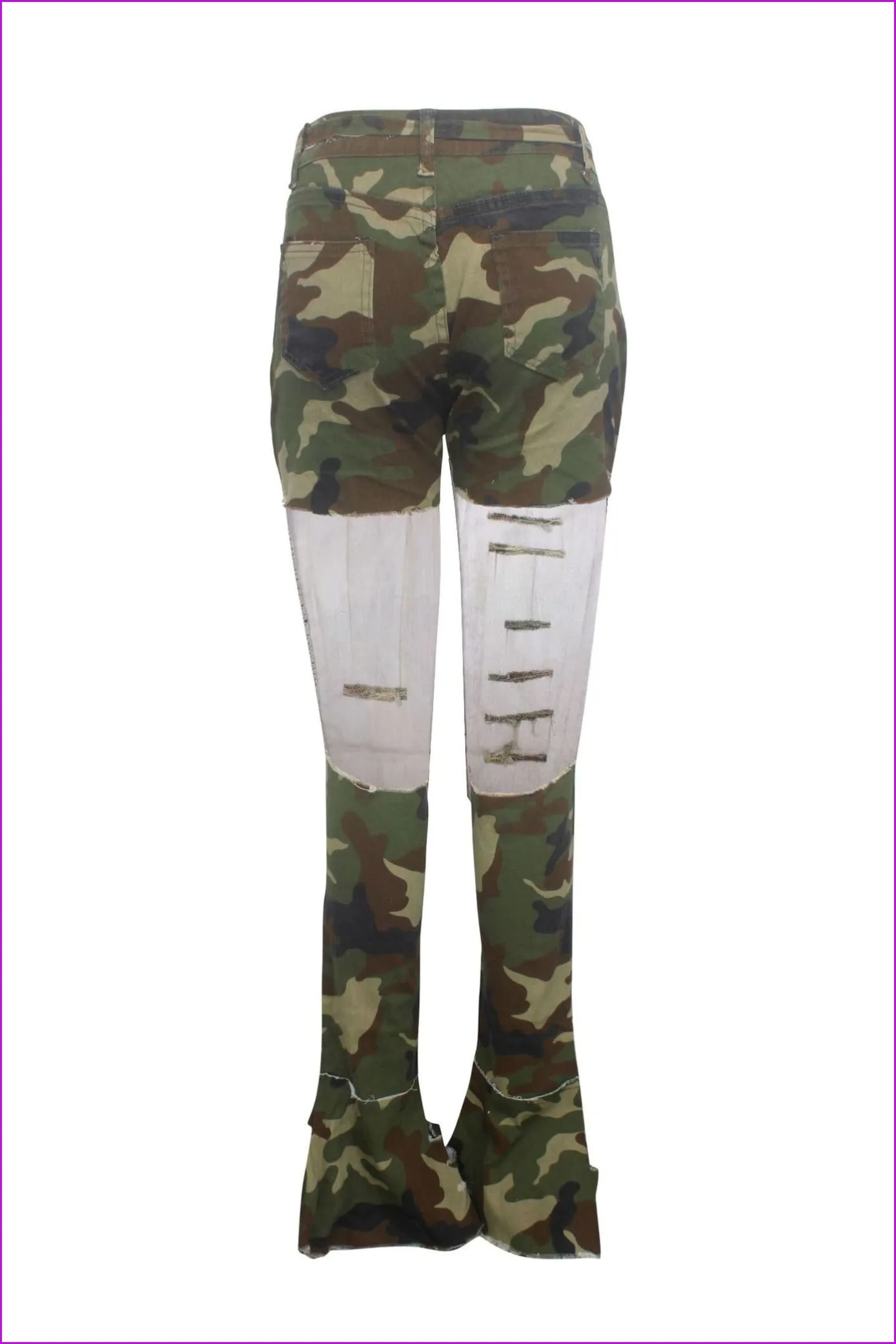 Personality Hole High Waist Camouflage Pants F3668