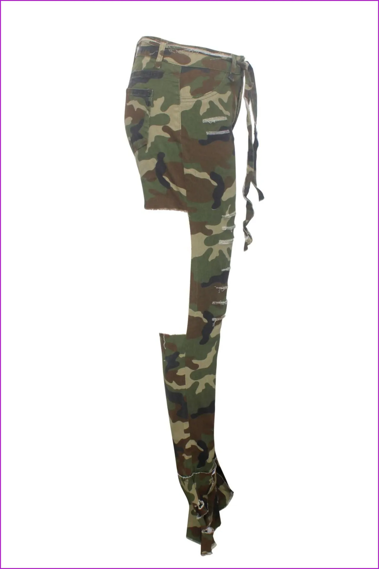 Personality Hole High Waist Camouflage Pants F3668