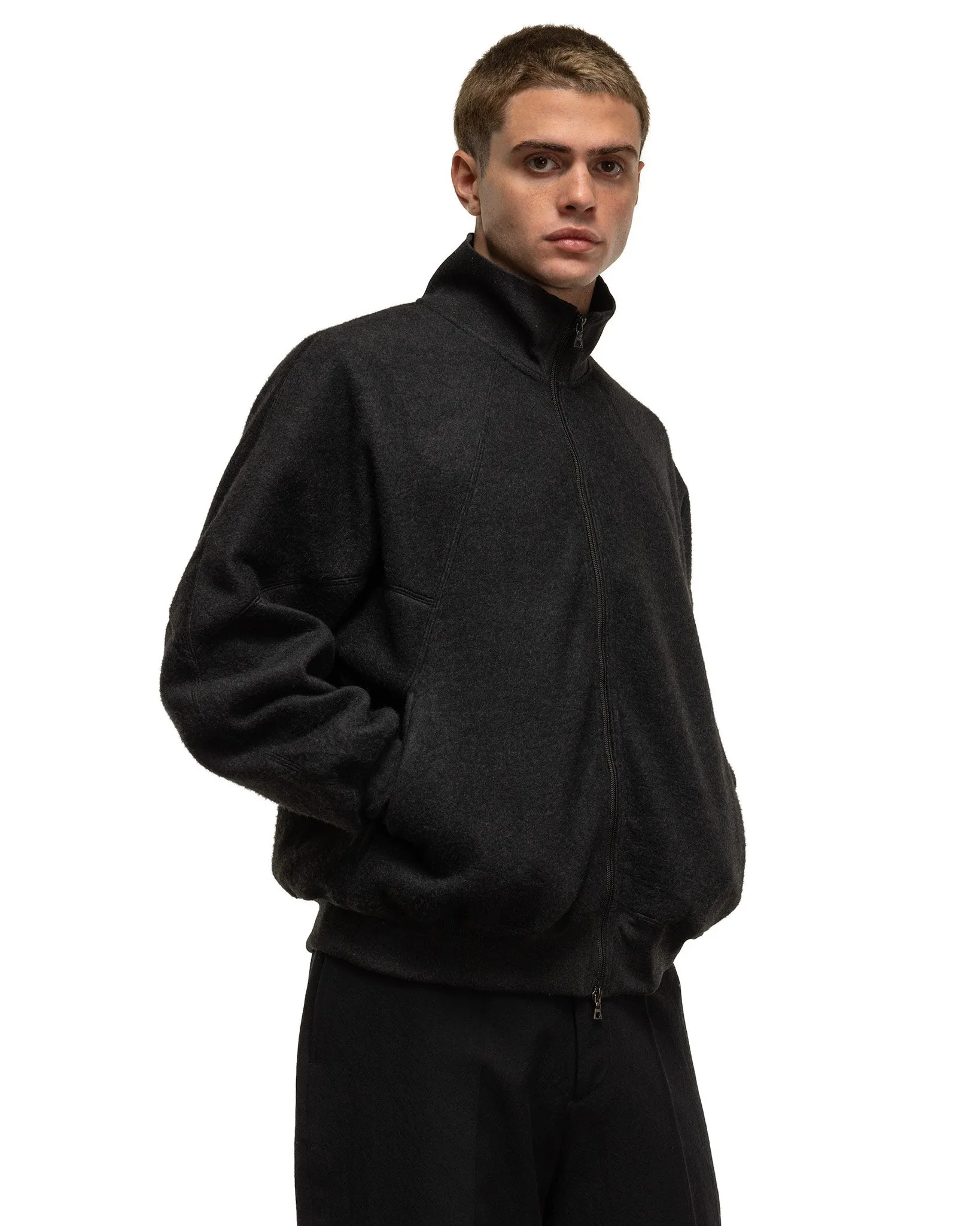 PE/Silk Fleece Track Jacket Heather Black