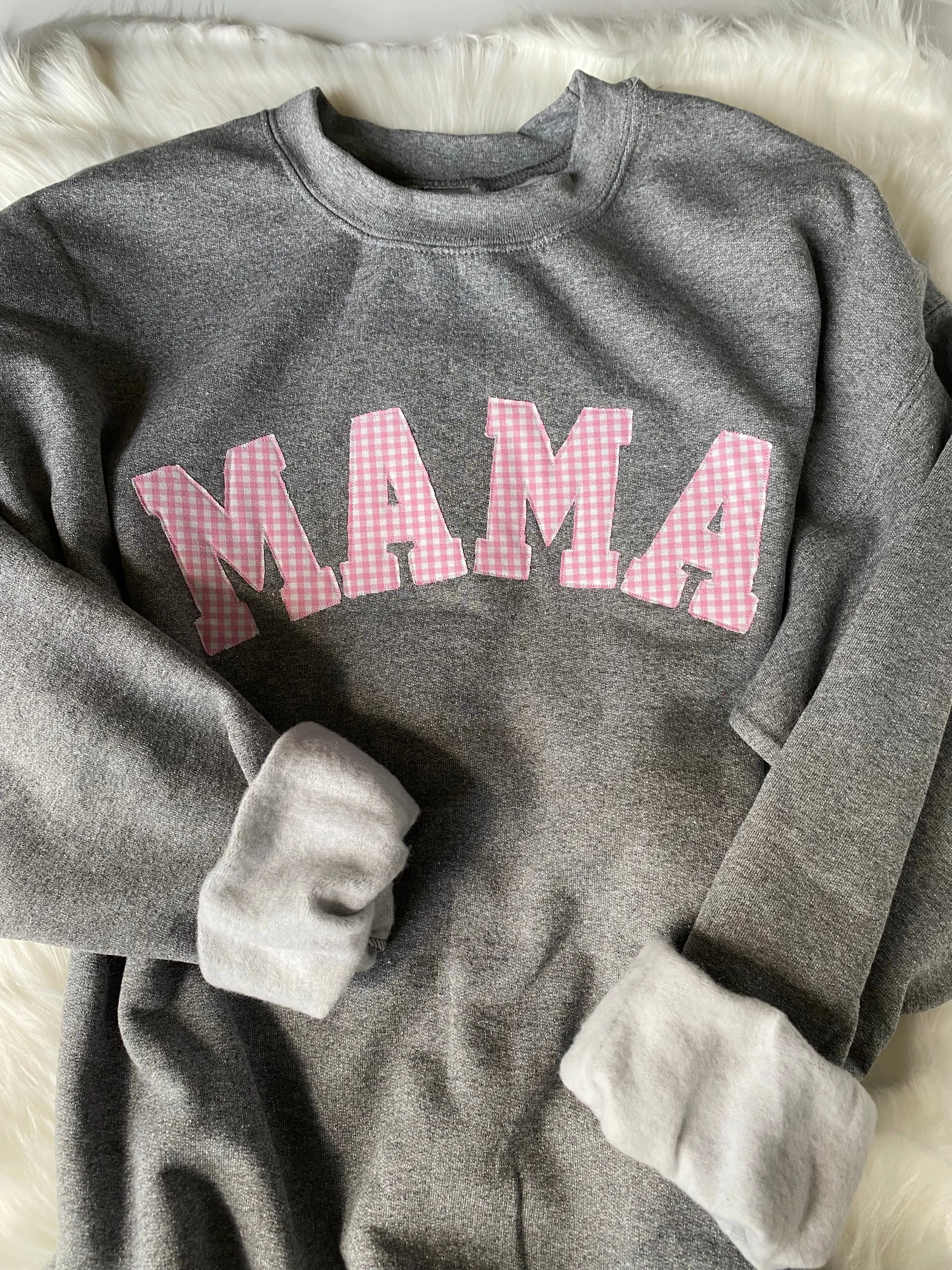 Pink Gingham Dog Mom Sweatshirt | Personalized Mama Sweatshirt | Duke & Fox®