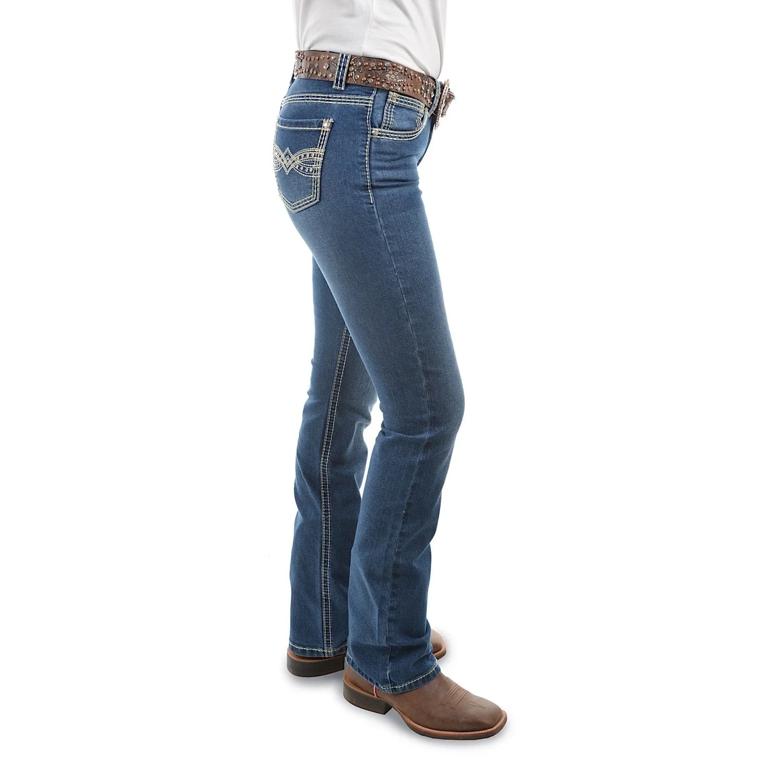 Pure Western Womens Savannah Boot Cut Jean 34 Leg Morning Sky