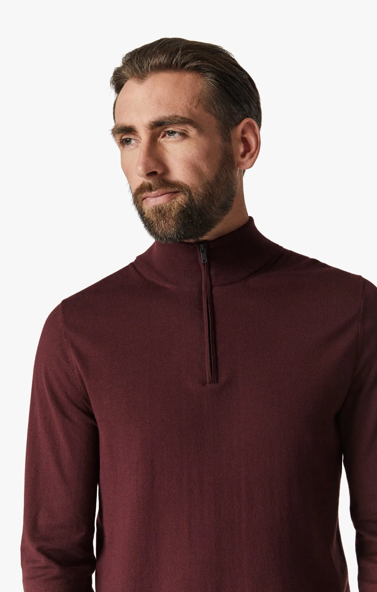 Quarter Zip Sweater In Decadent Chocolate