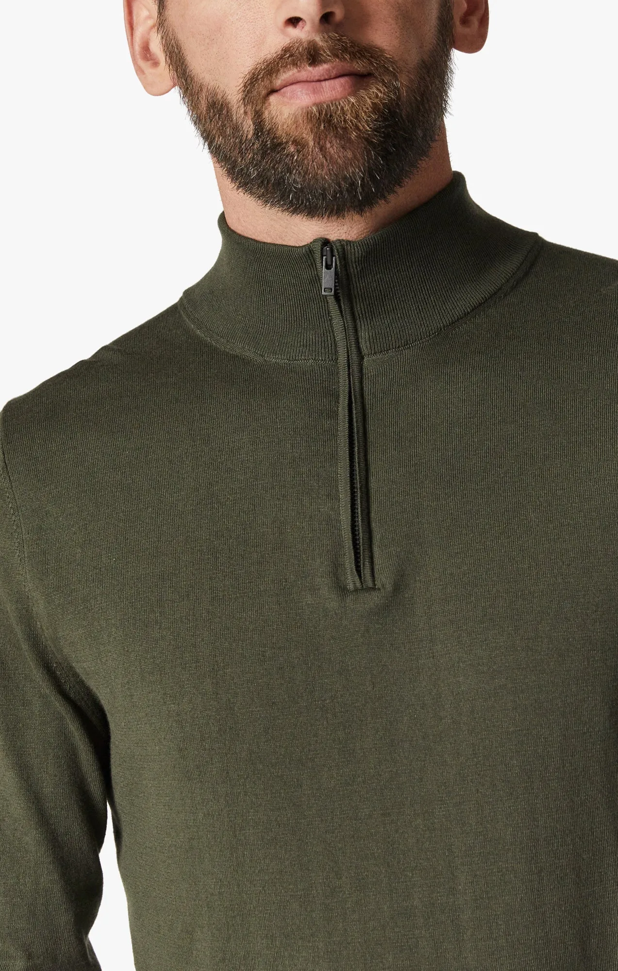 Quarter Zip Sweater In Forest Night