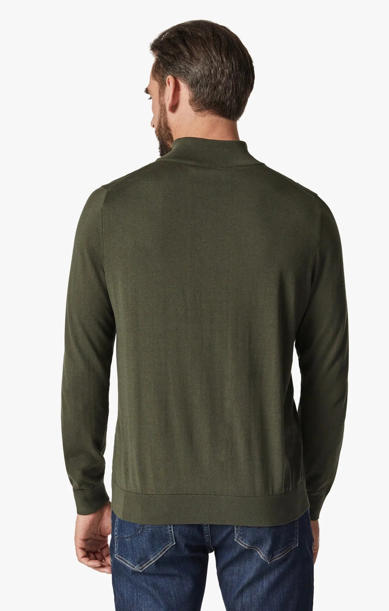 Quarter Zip Sweater In Forest Night