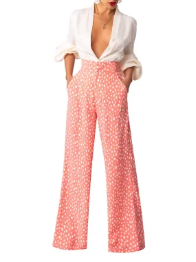 "Coral" Polka Dot High-Waisted Pants