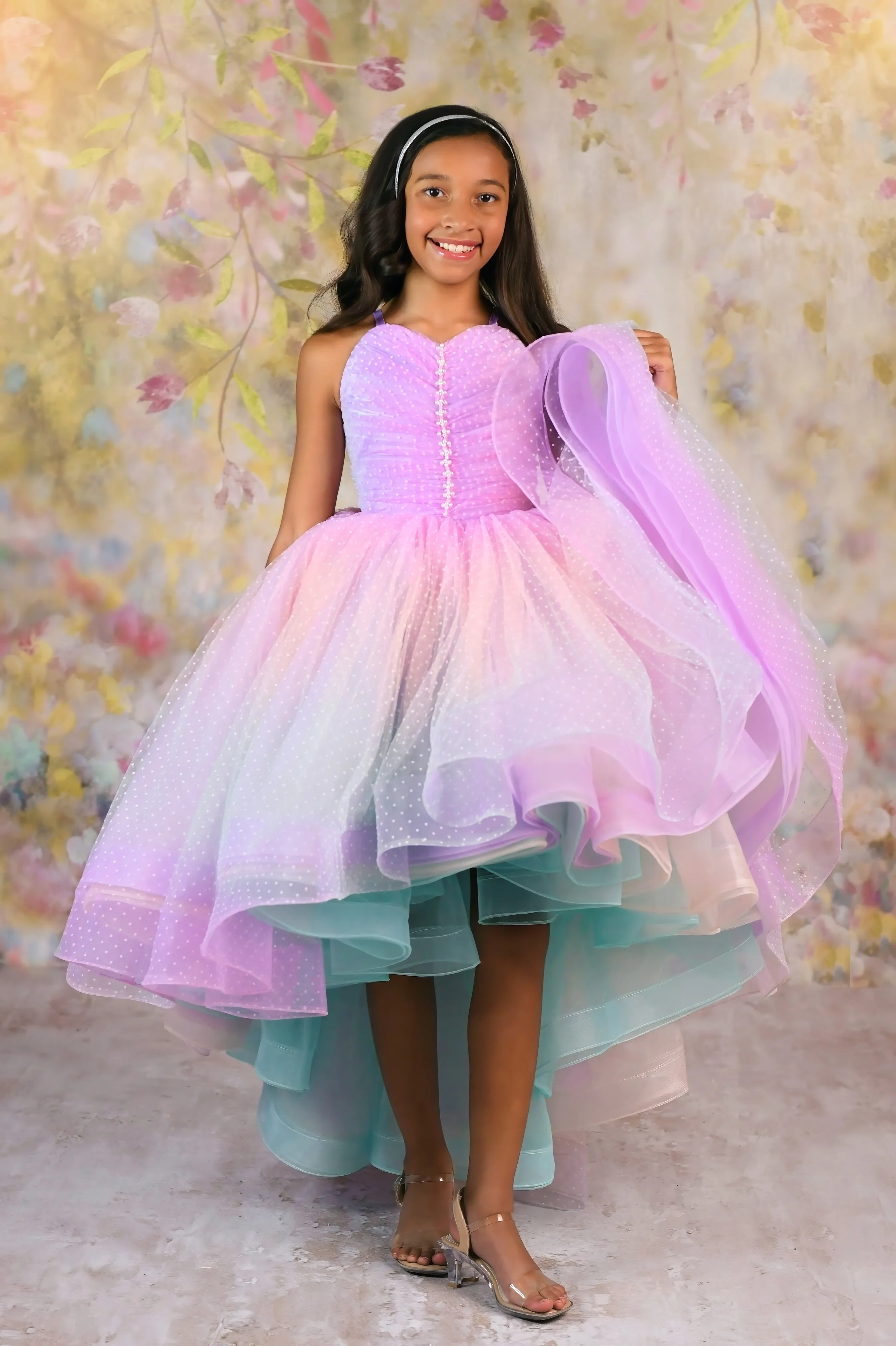 "Ombre Lilac Dream" High Low  Length Dress (7 Year-Petite 8 Year)