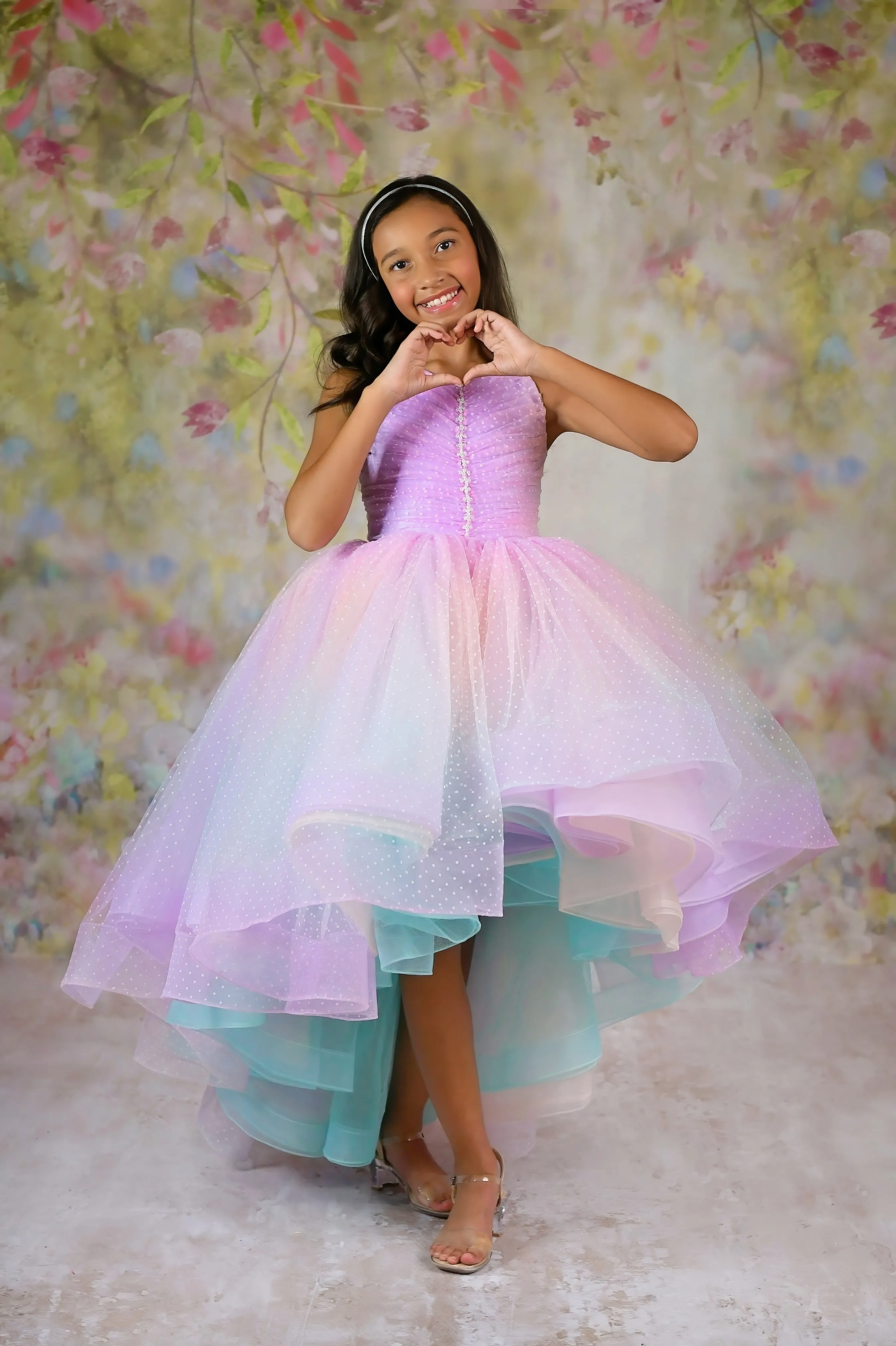 "Ombre Lilac Dream" High Low  Length Dress (7 Year-Petite 8 Year)