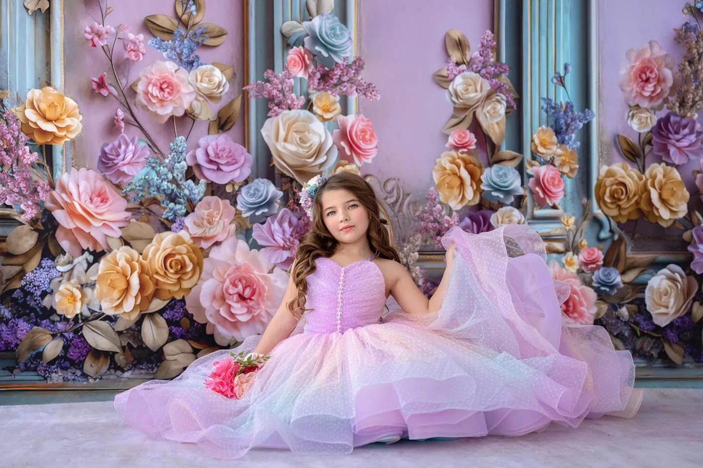 "Ombre Lilac Dream" High Low  Length Dress (7 Year-Petite 8 Year)