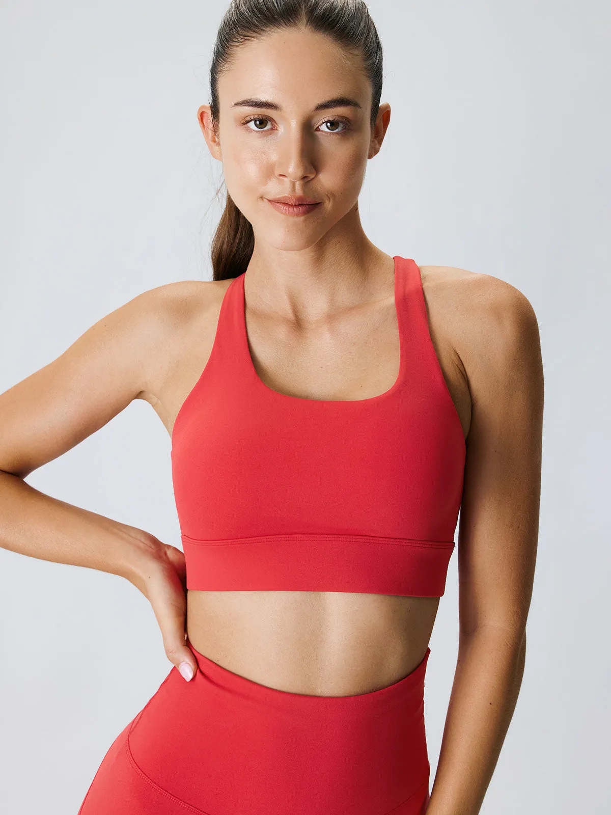 Red U Neck Sports Bra