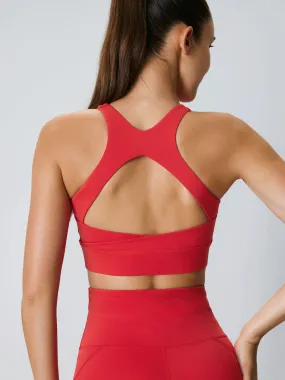 Red U Neck Sports Bra