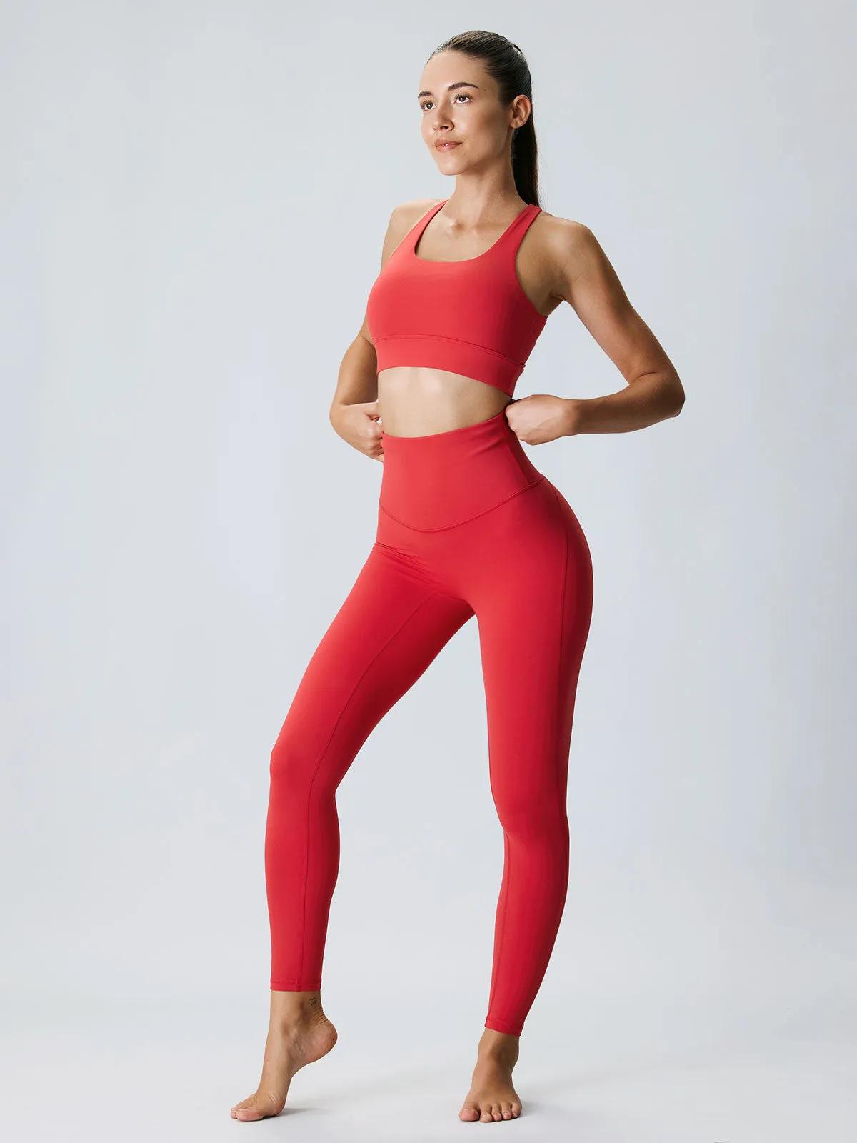 Red U Neck Sports Bra