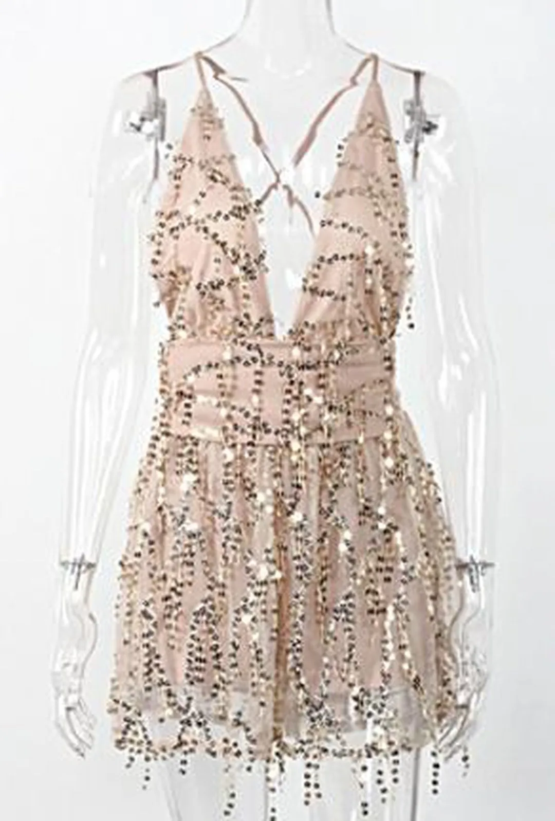 REQUEL - SHEER SEQUIN DRESS