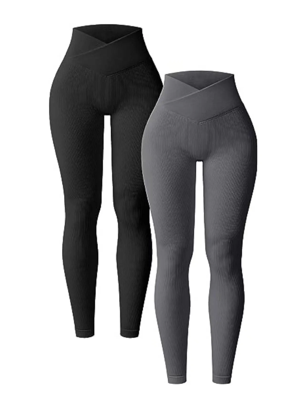 Rib High Waist Cross Sports Bottoming Casual Trousers