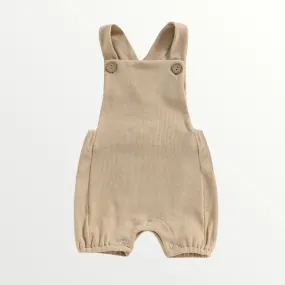 Ribbed Suspender Romper - Tan