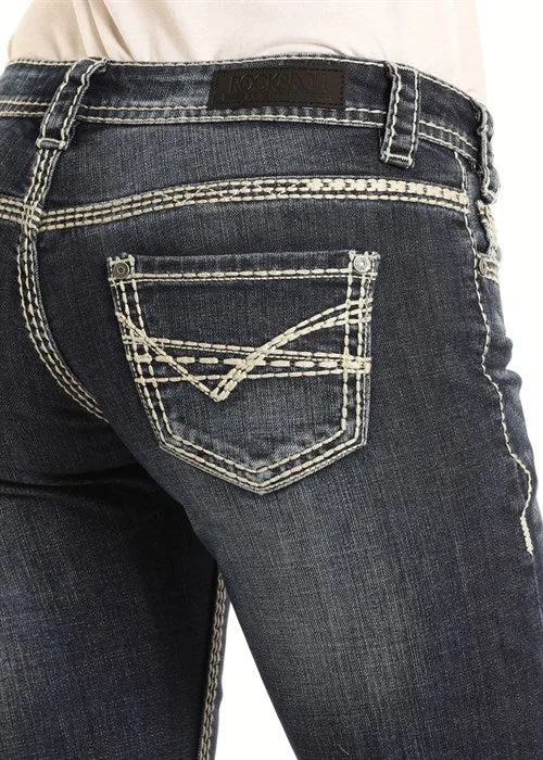 Riding Dark Vintage Bootcut Rock & Roll Denim Jeans for Women