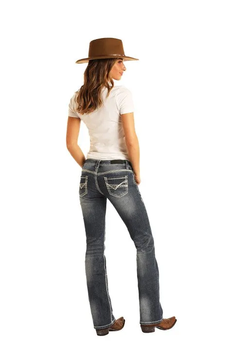 Riding Dark Vintage Bootcut Rock & Roll Denim Jeans for Women