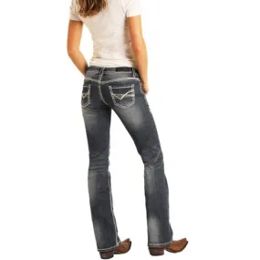 Riding Dark Vintage Bootcut Rock & Roll Denim Jeans for Women